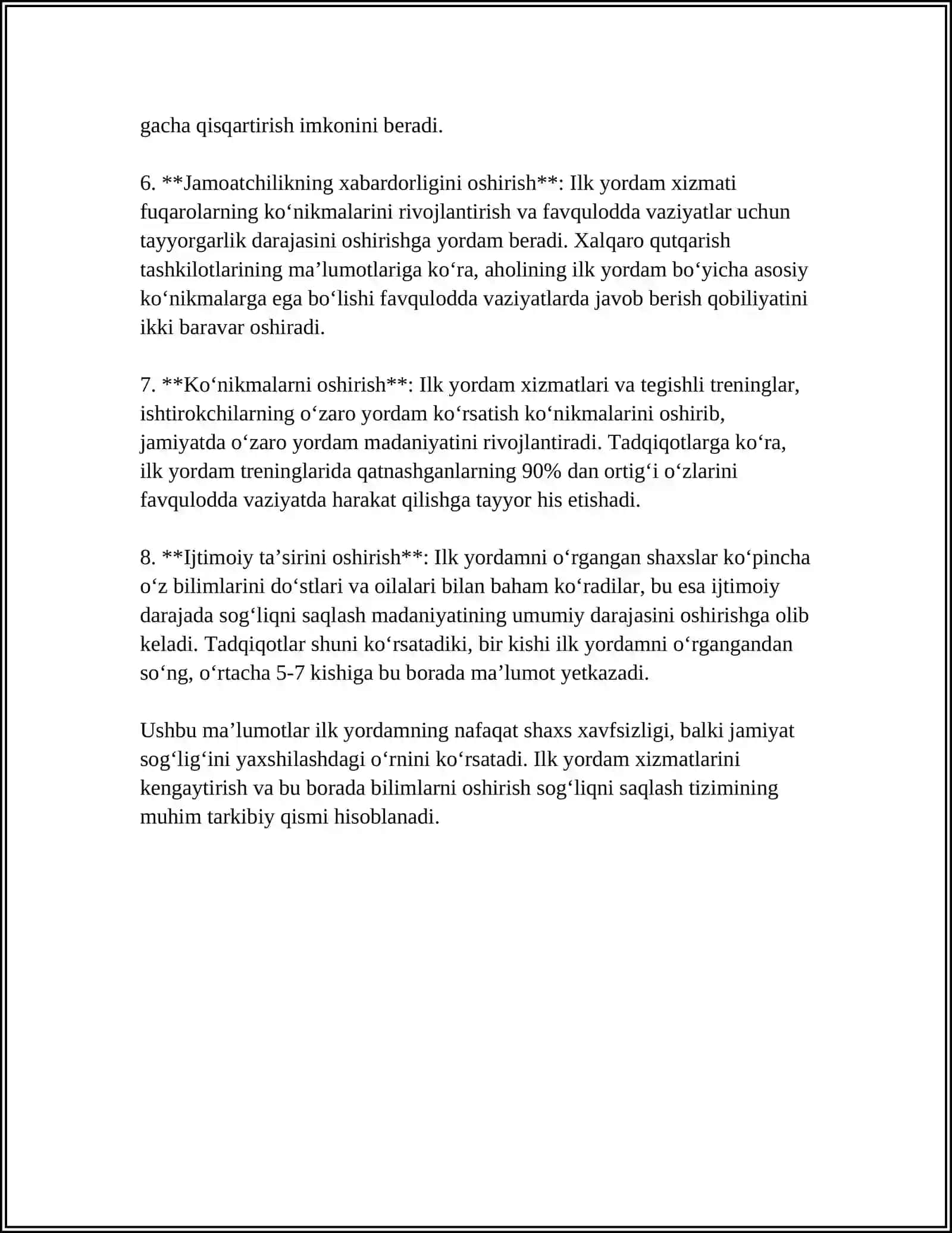 ILK YORDAM XIZMATI DASTURINING TAHLILI IJOBIY TOMONLARI VA KAMCHILIKLARI 4