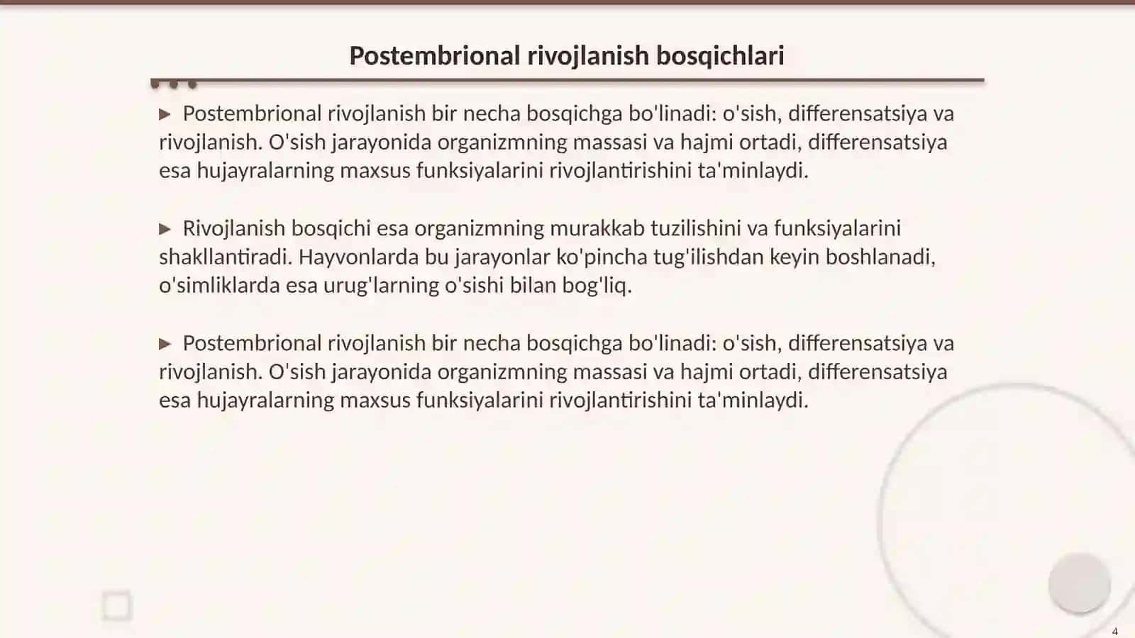 Postembrional rivojlanish 4