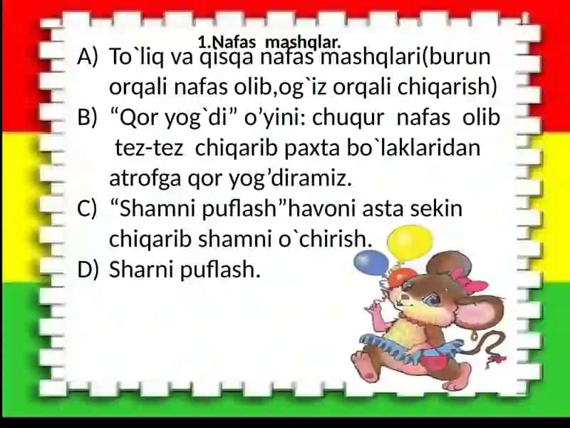 Nutqi danuqsoni bo'lgan bolalar bilan uyg'un o'rtida olib boradigan logopedik mashqlar 4