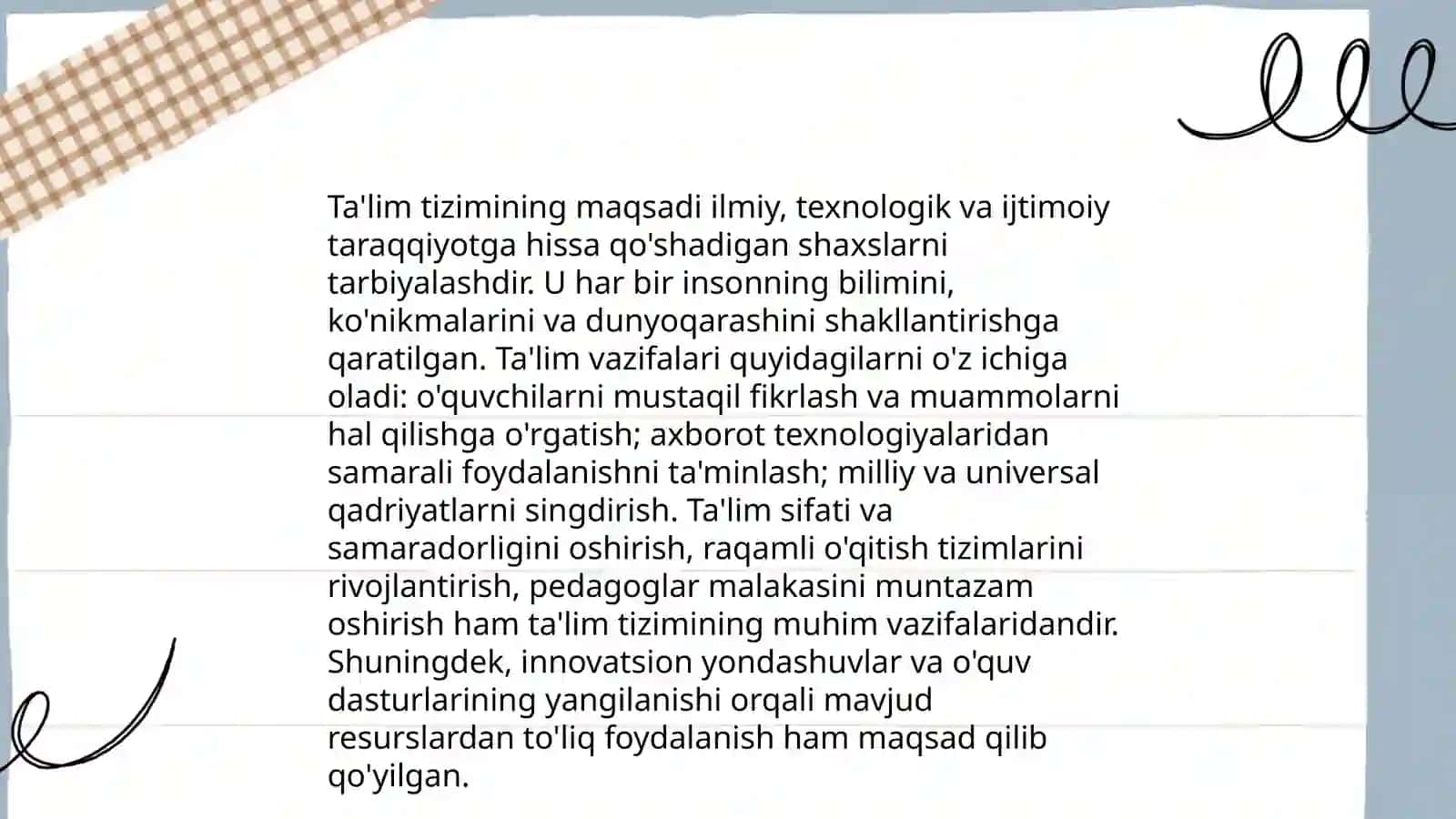 "Taʼlim toʻgʻrisida"gi qonunning tuzilishi va umumiy mohiyati 4