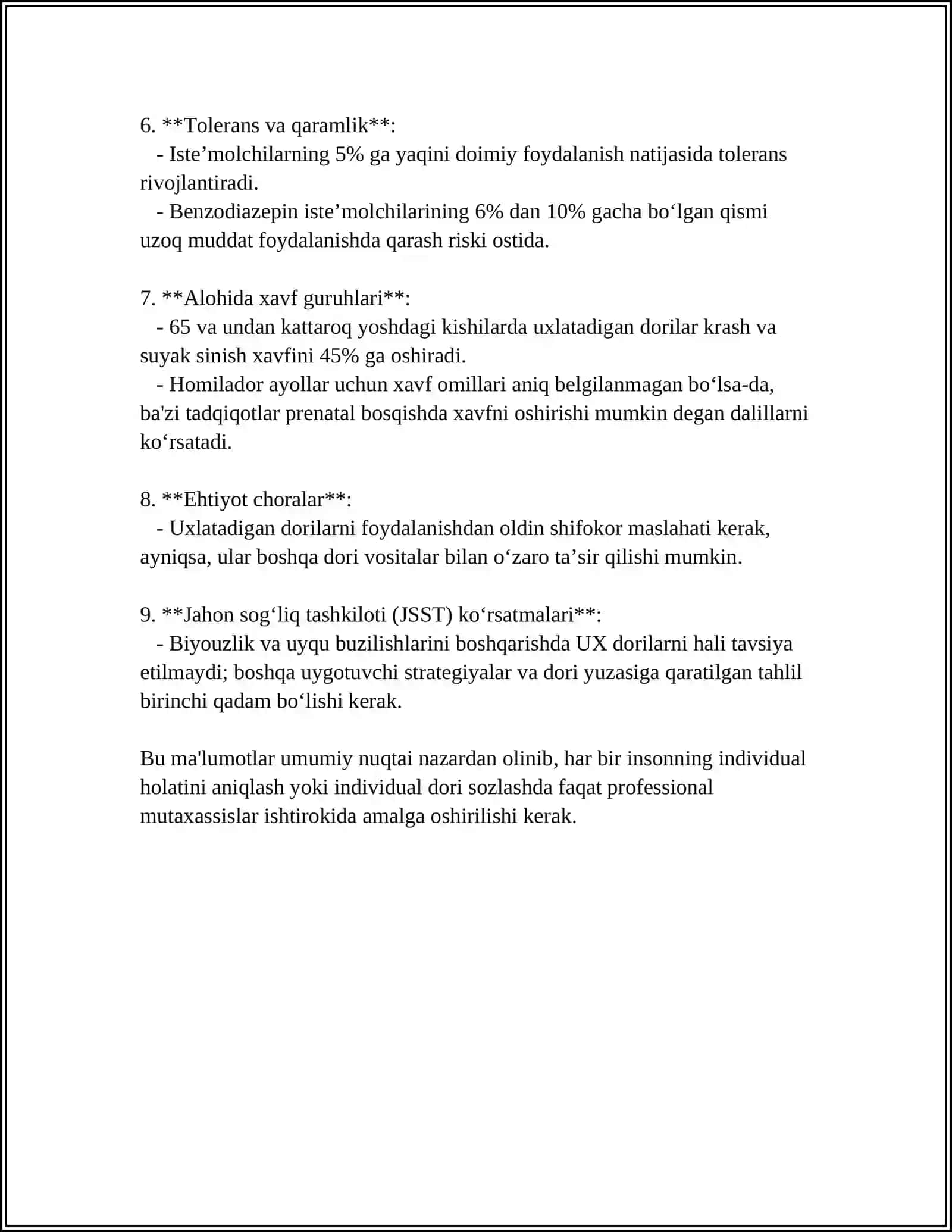 UXLATADIGAN DORI VOSITALAR, TALVASA TUTQANOQ VA PARKENSANIZIMGA QARSHI DORI VOSITALAR 4