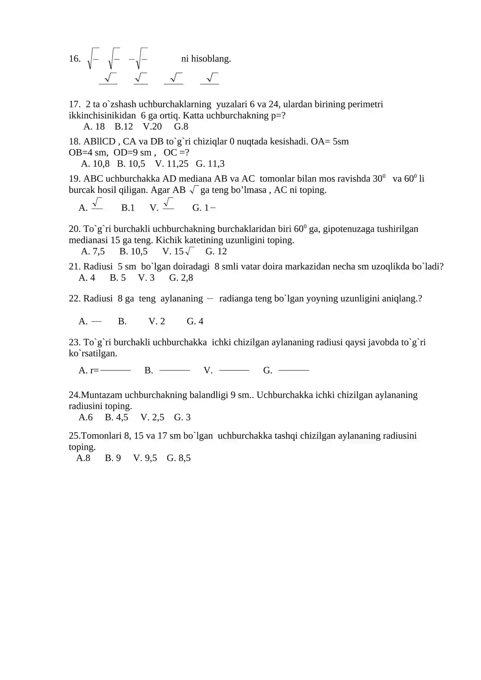Matematika 9 sinf 4