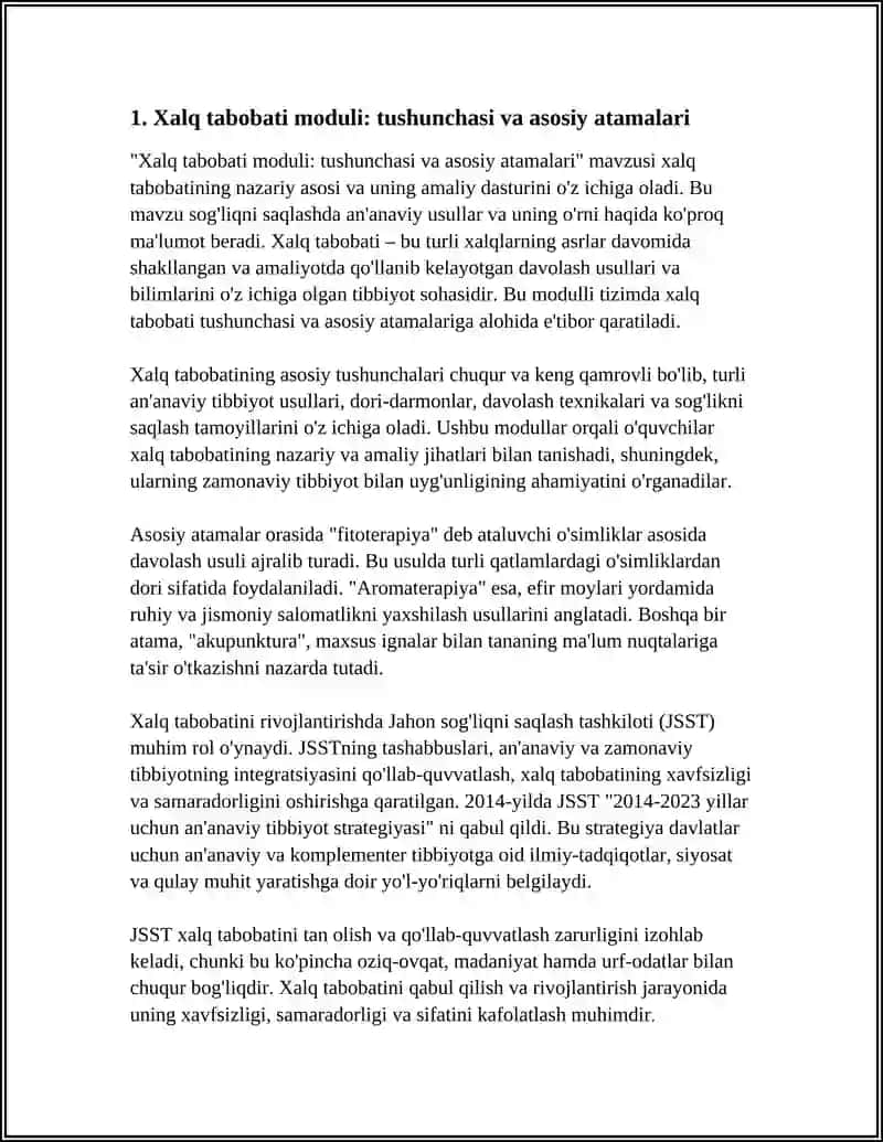Xalq Tabobati Moduli Tushunchasi va Vazifalari 4