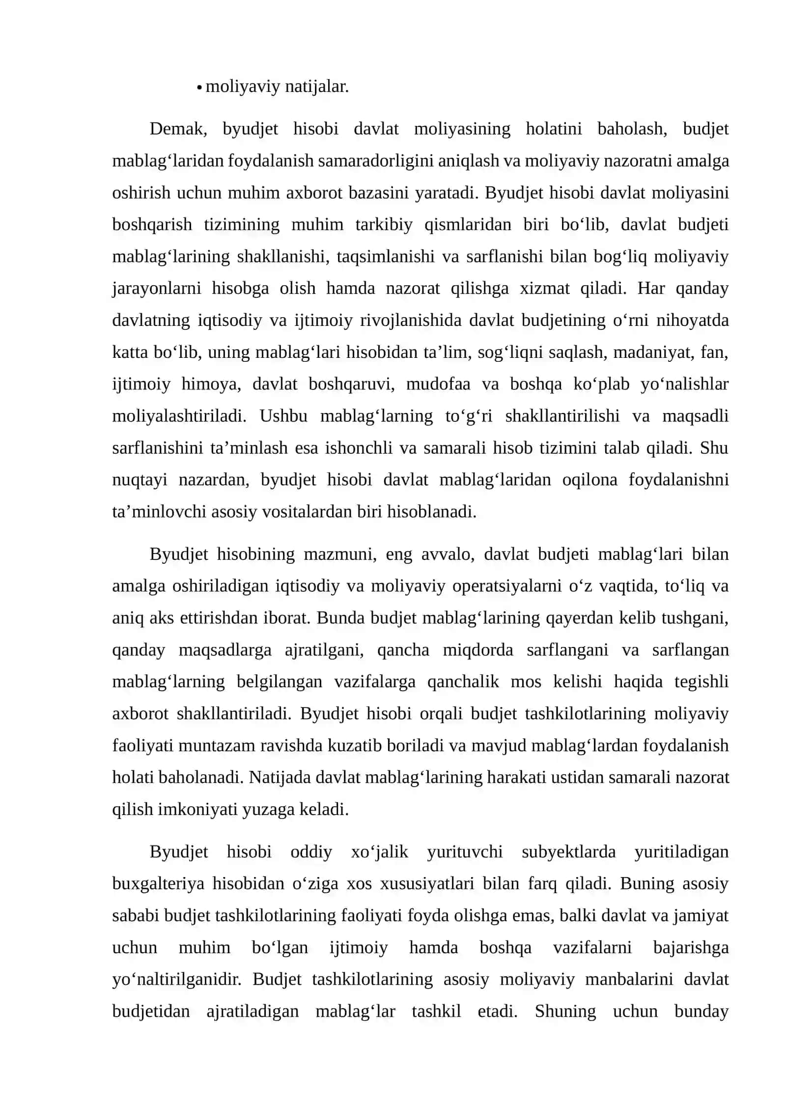 "BYUDJET HISOBI" FANINING MAZMUNI, PREDMETI VA METODI 4