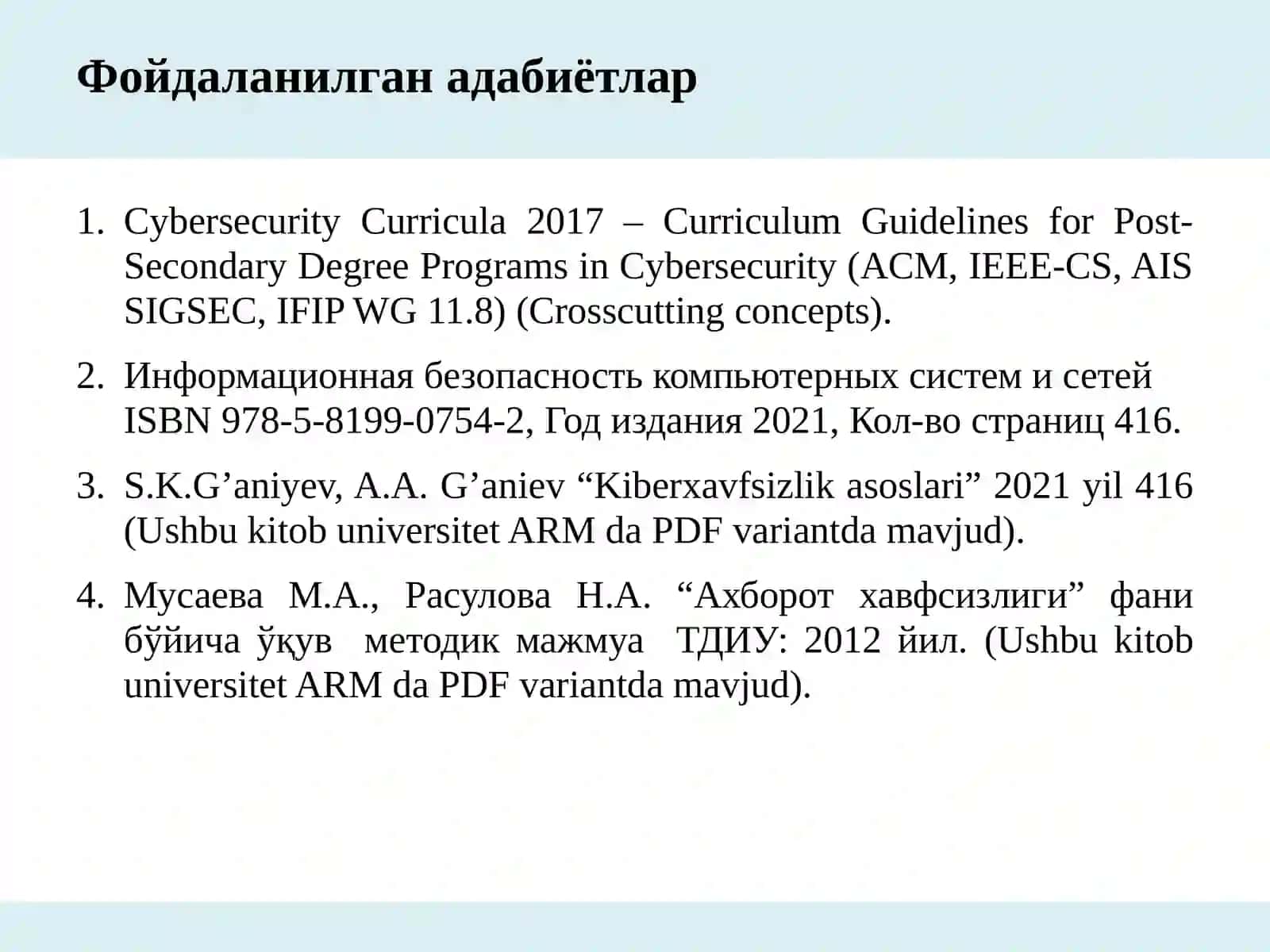 Фаннинг семестрдаги режаси 4