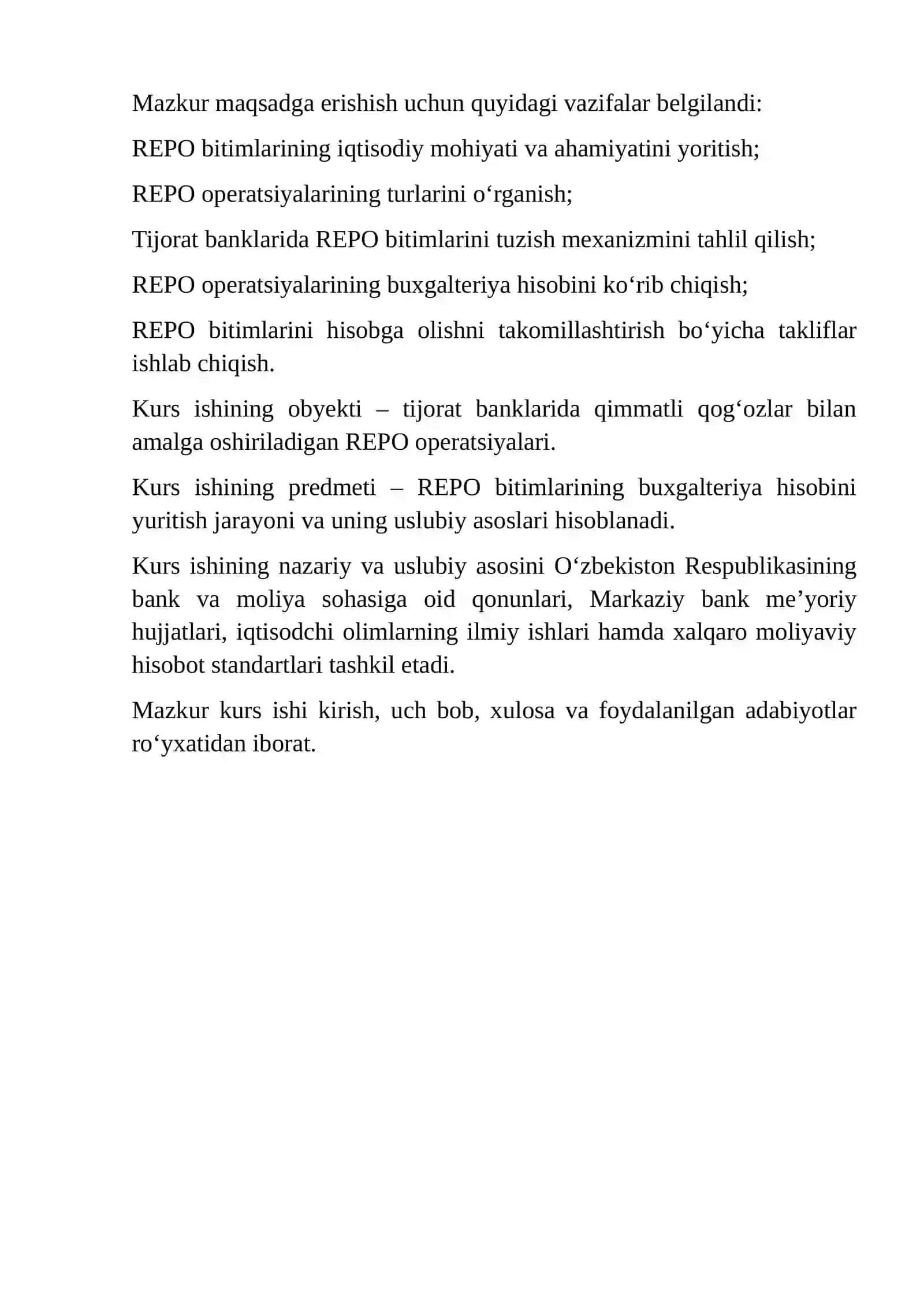 TIJORAT BANKLARI TOMONIDAN QIMMATLI QOG'OZLAR BILAN REPO BITIMLARI HISOBI 4