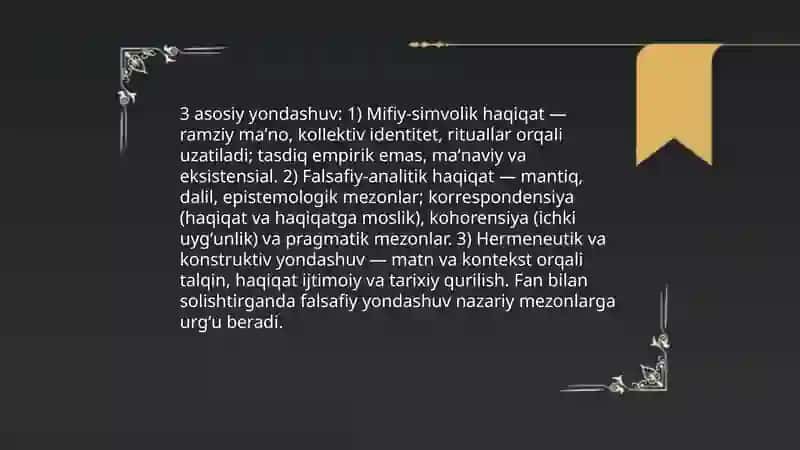 Mif, din, falsafa va fan o'rtasidagi munosabat 4