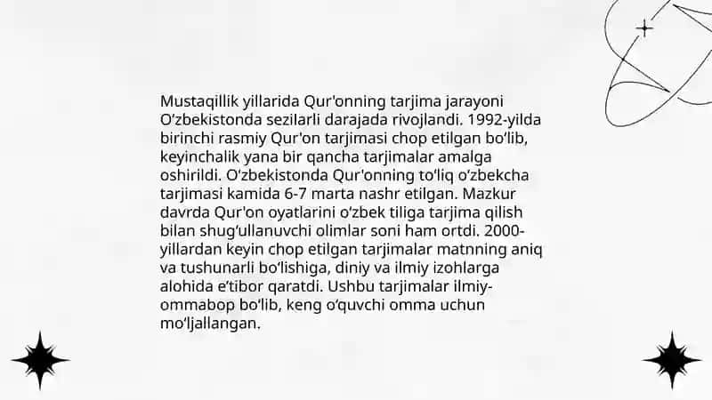 Qur'onning o'zbek tiliga tarjima qilinishi va tafsirlari 4