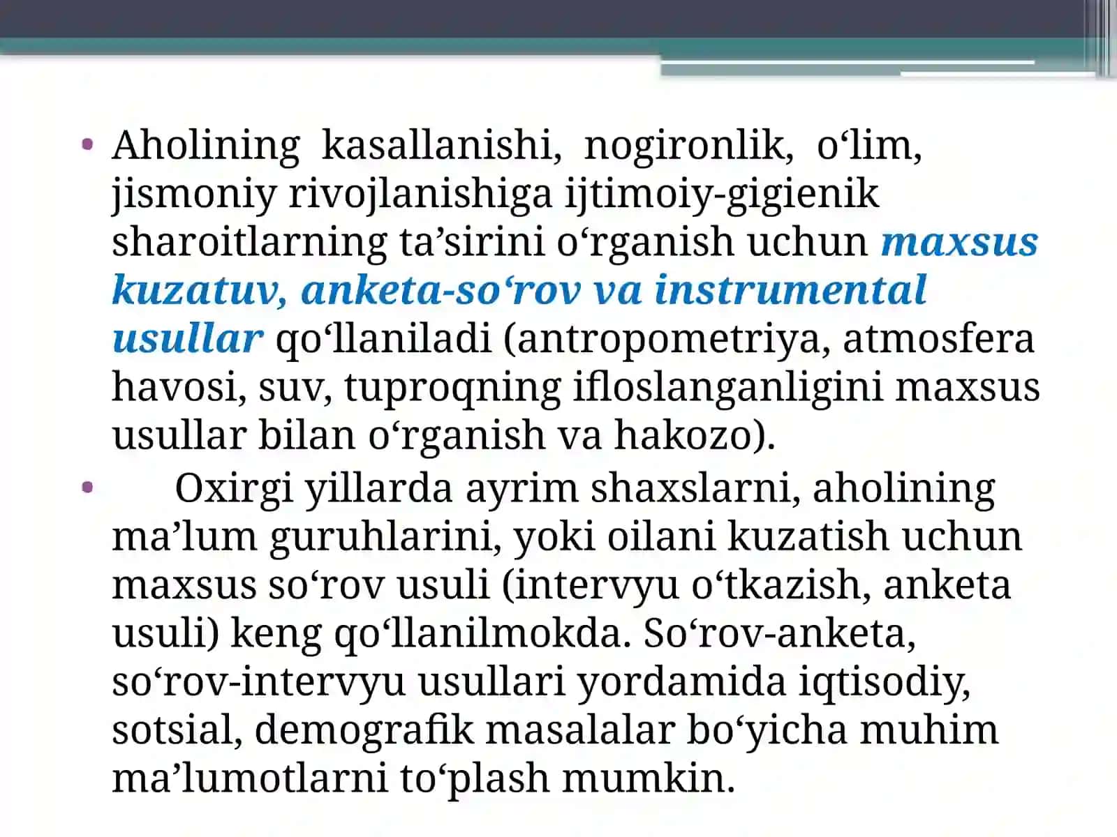 Jamoat salomatligi va sog‘likni saqlashni tashkil etish fanni 4