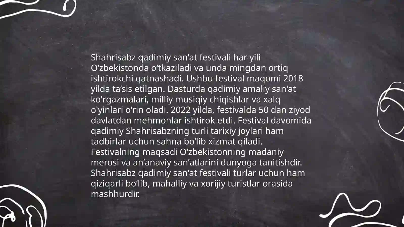 Madaniy festivallar va tadbirlar turistik diqqatga sazovor joylar sifatida 4