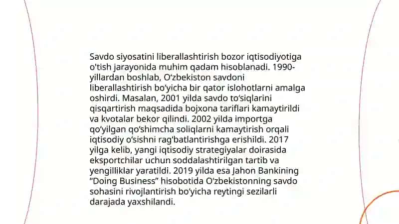 O'zbekiston Xalqaro Miqyosida Iqtisodiy-Huquqiy takomillashtirish chora tadbiri 4