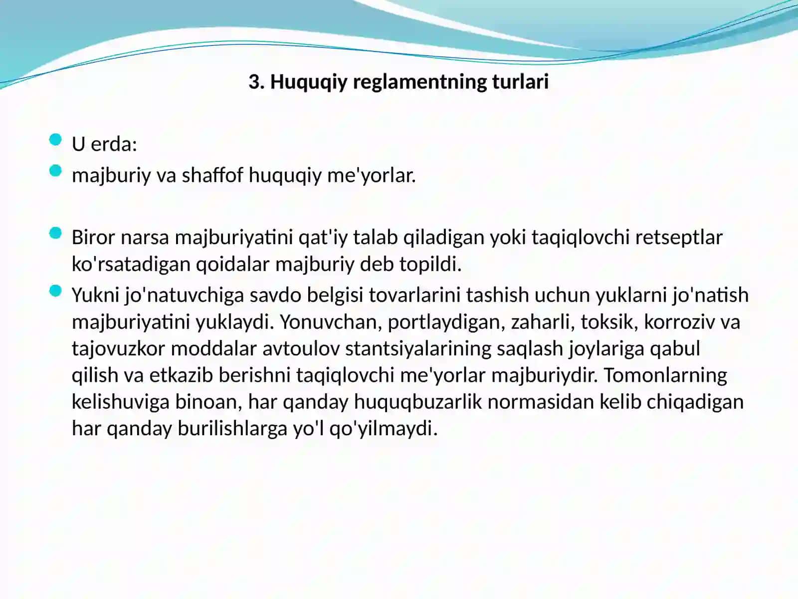 Mavzu№7Avtomobiltransportinifaoliyatinimuvofiqlashtirishniqonunostiaktlari 4