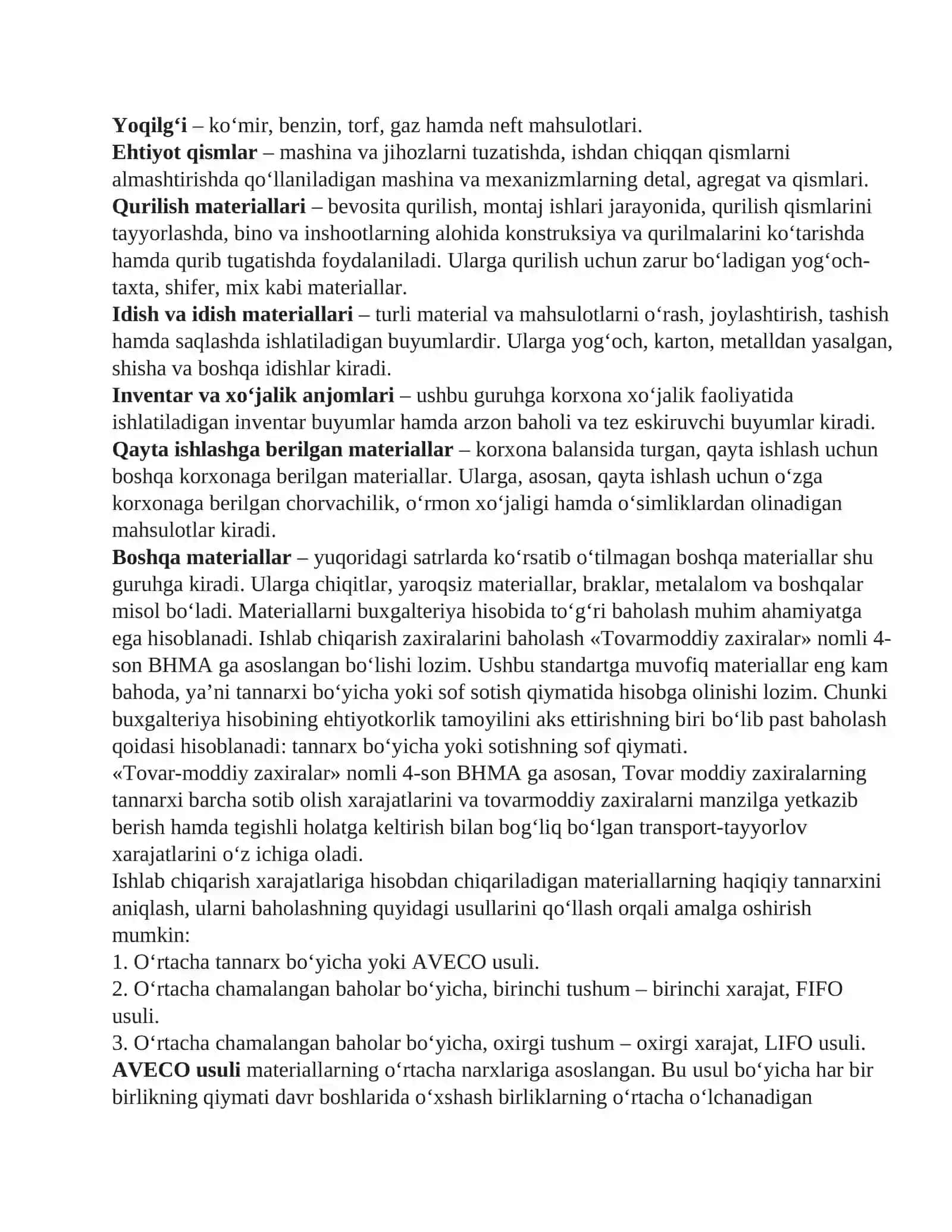 Korxona va tashkilotlarda materiallar hisobini tashkil etish va yanada rivojlantirish 4