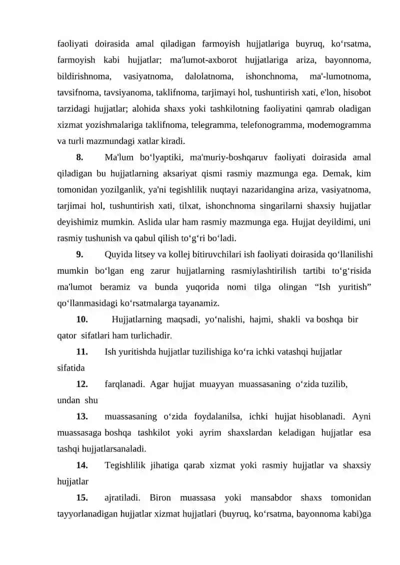 Ish yuritish tili va uslubi. Hujjat turlari va xususiyatlari 4