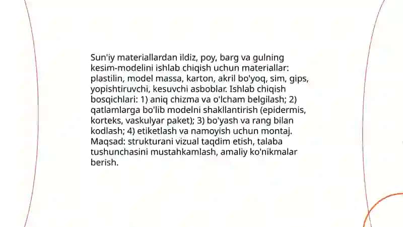 Tabiatshunoslik fanidan mavzular buyicha sun'iy materallardan ko'rgazmali qurollar tayyorlash 4