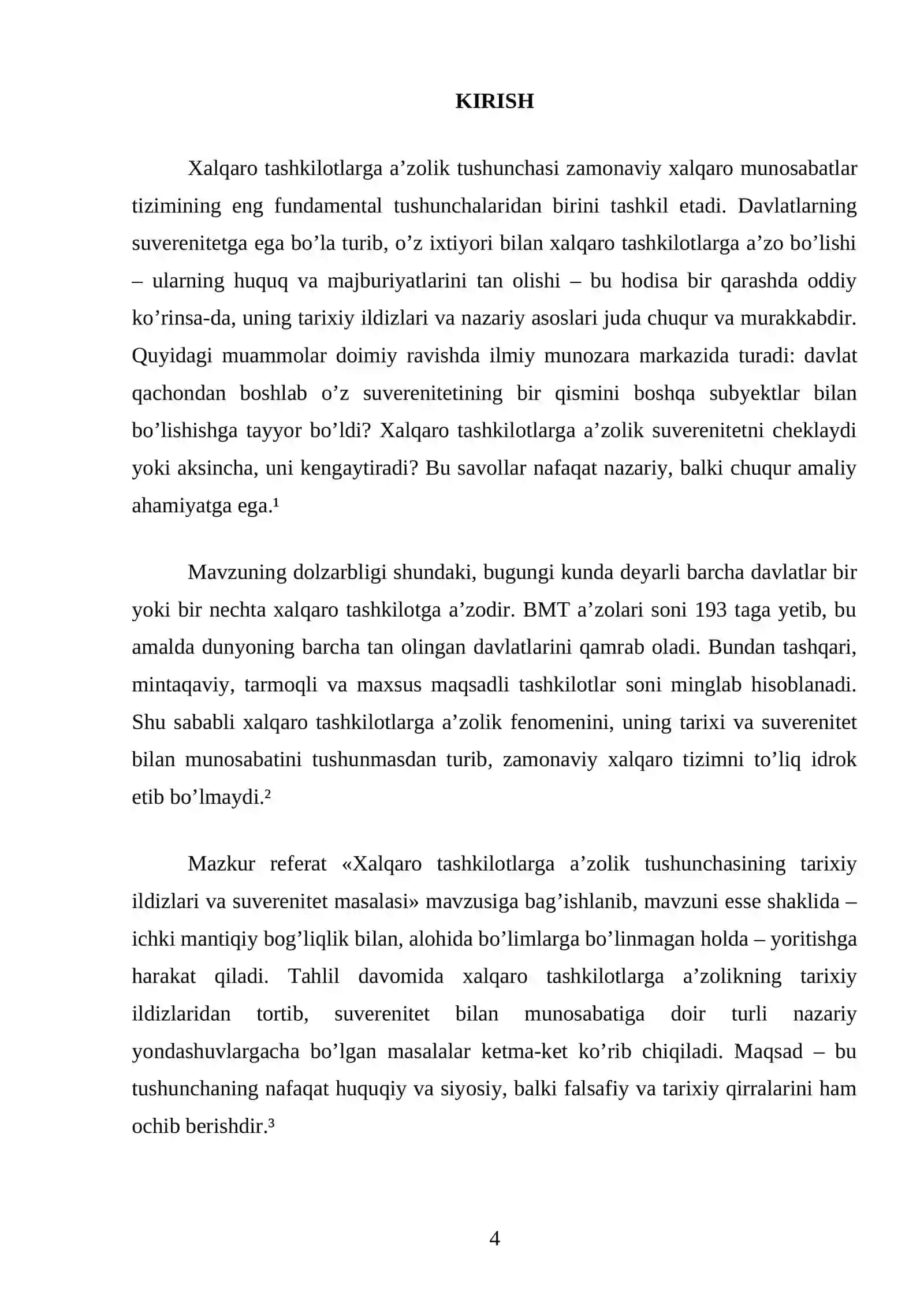 Xalqaro tashkilotlarga a’zolik tushunchasining tarixiy ildizlari va suverenitet masalasi 4