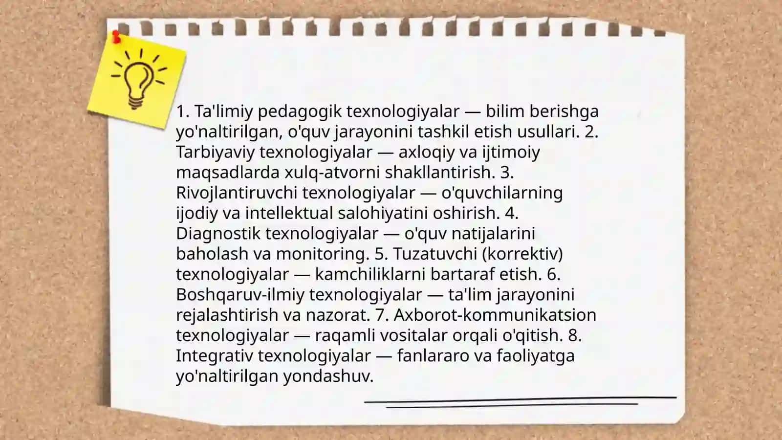Pedagogik texnologiyalar tasnifi 4