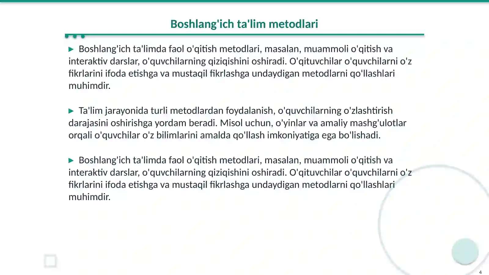 Boshlang'ich sinflarda so'z turkumlarini o'rganishda metod va usullar 4