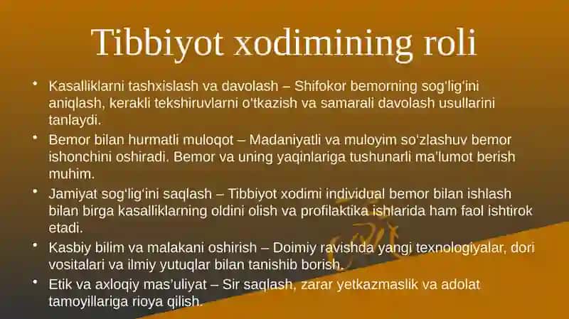 Tibbiyot xodimlarining madaniyati 4
