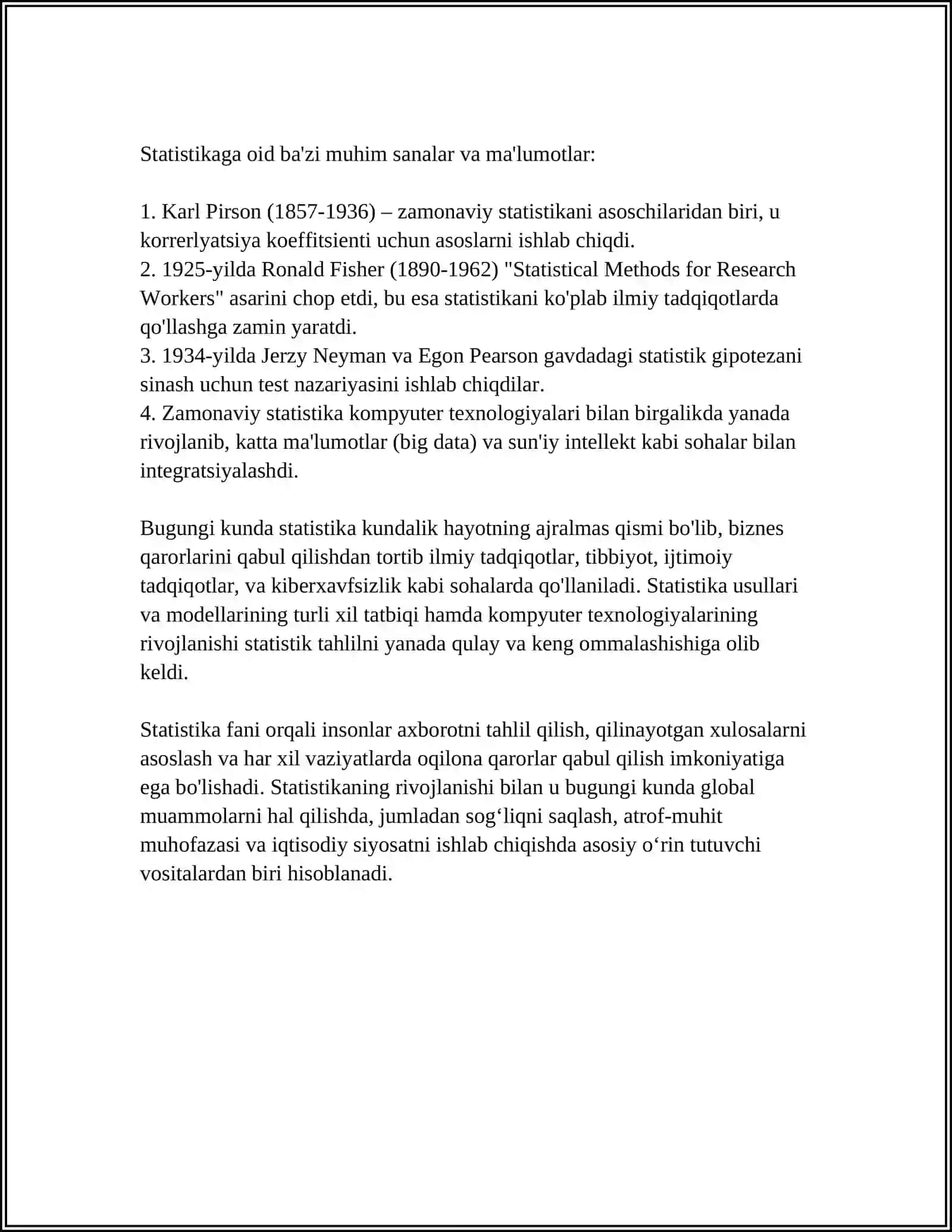 STATISTIKANING PAYDO BO‘LISH TARIXI VA RIVOJLANISH BOSQICHLARI 4