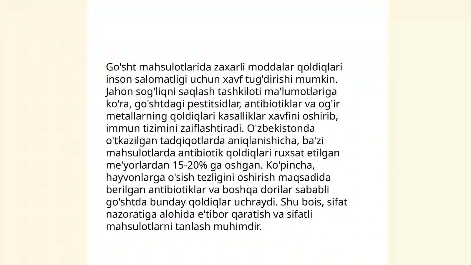 Goʻsht va goʻsht maxsulotlarini radiofaol va boshqa zaxarli moddalar taʼsir qilganda sanitariya jihatidan baxolash 4