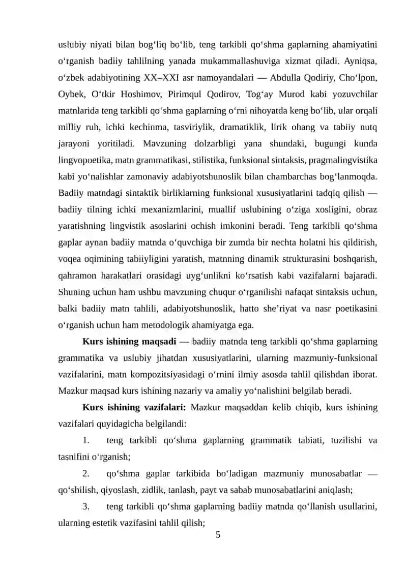 BADIIY MATNDA TENG TARKIBLI QO‘SHMA GAPLAR 4