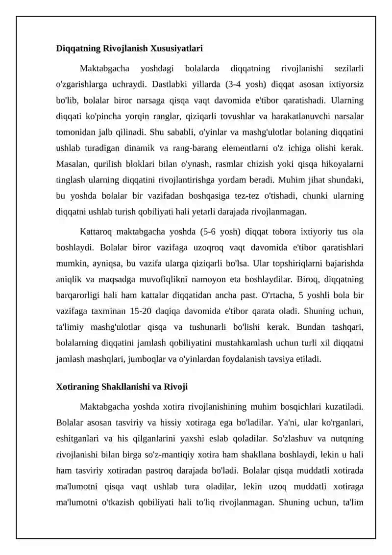 Maktabgacha yoshda kognitiv rivojlanishning asosiy xususiyatlari 4