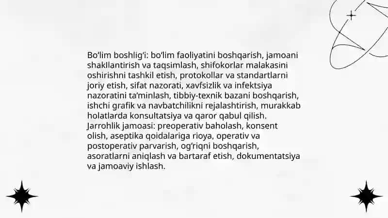 Xirurgiya bolimining tuzilishi va ish rejasi 4