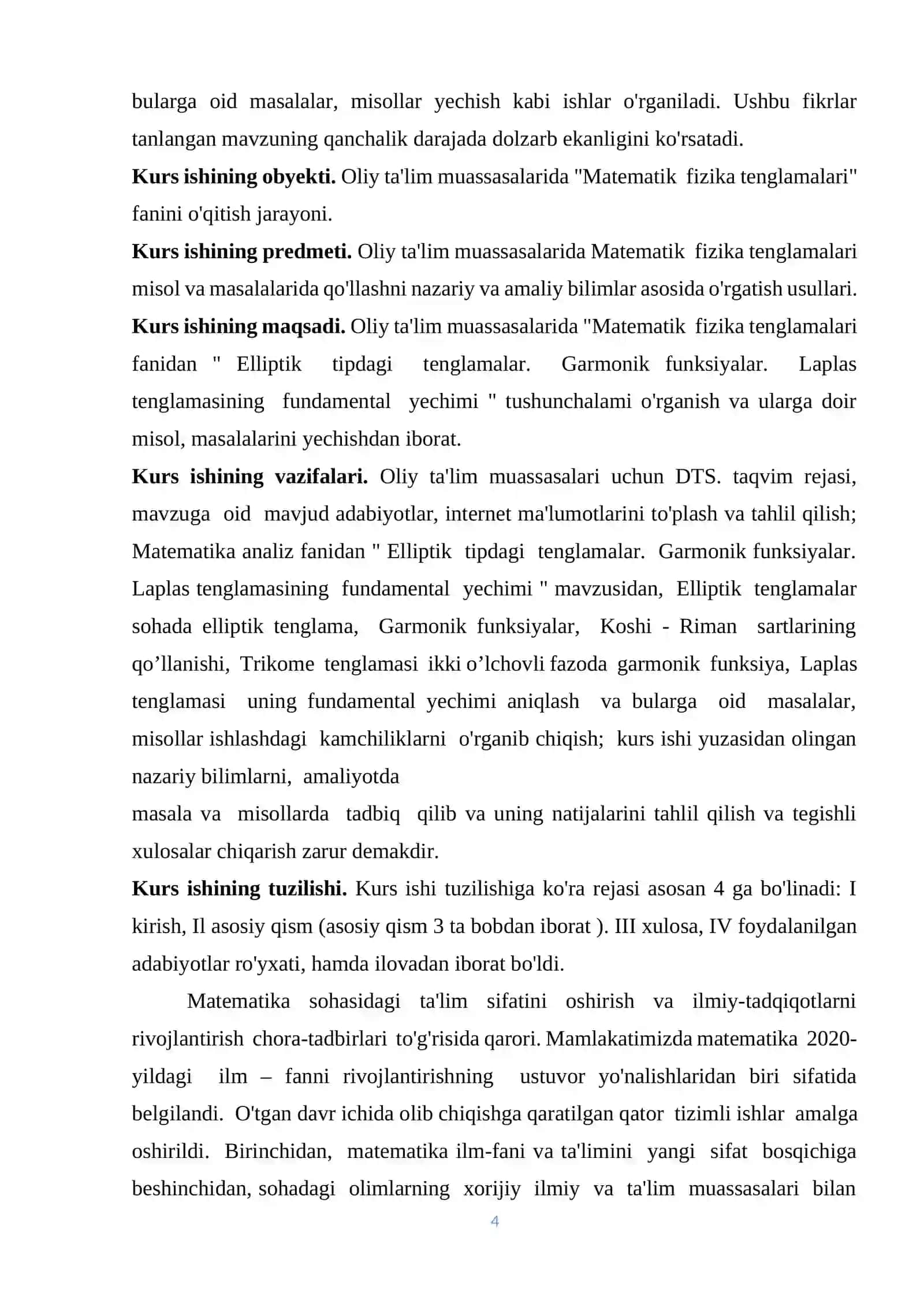 Elliptik tipdagi tenglamalar.Garmonik funksiyalar.Laplas tenglamasining fundamental yechimi 4