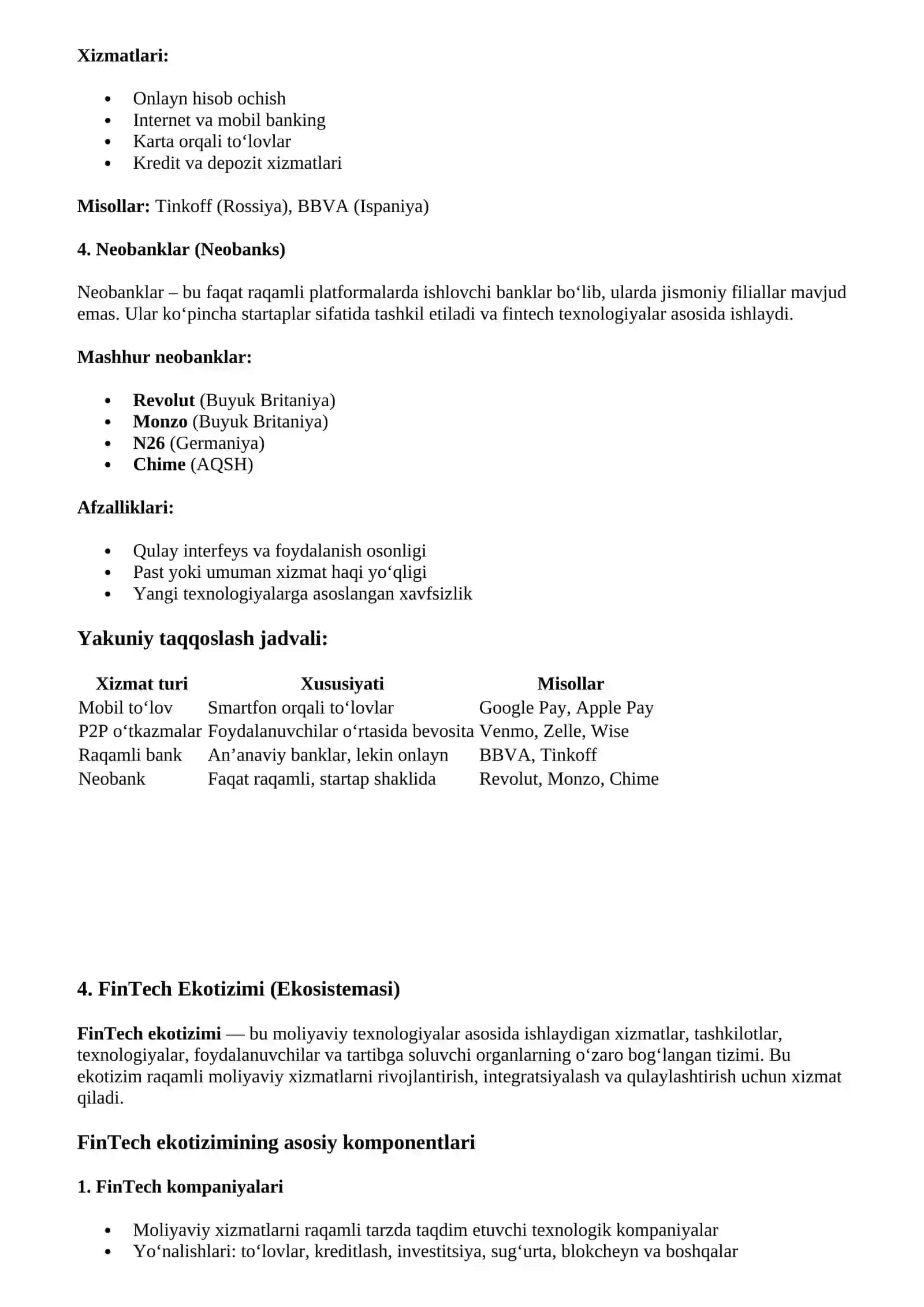 Moliyaviy texnologiyalar (FinTech) va raqamli moliya 4