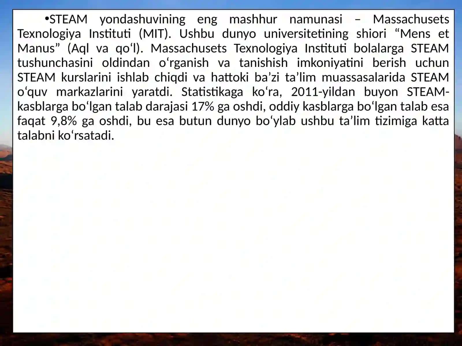 SТЕАМ ta’limi(SТЕАМ education) Iqtidorli o‘quvchilarni o‘qitish 4
