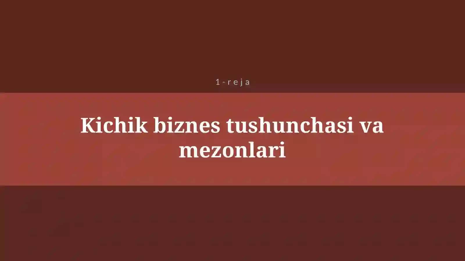 KICHIK BIZNES VA XUSUSIY TADBIRKORLIKNING FAOLIYATI VA SHAKLLARI 4