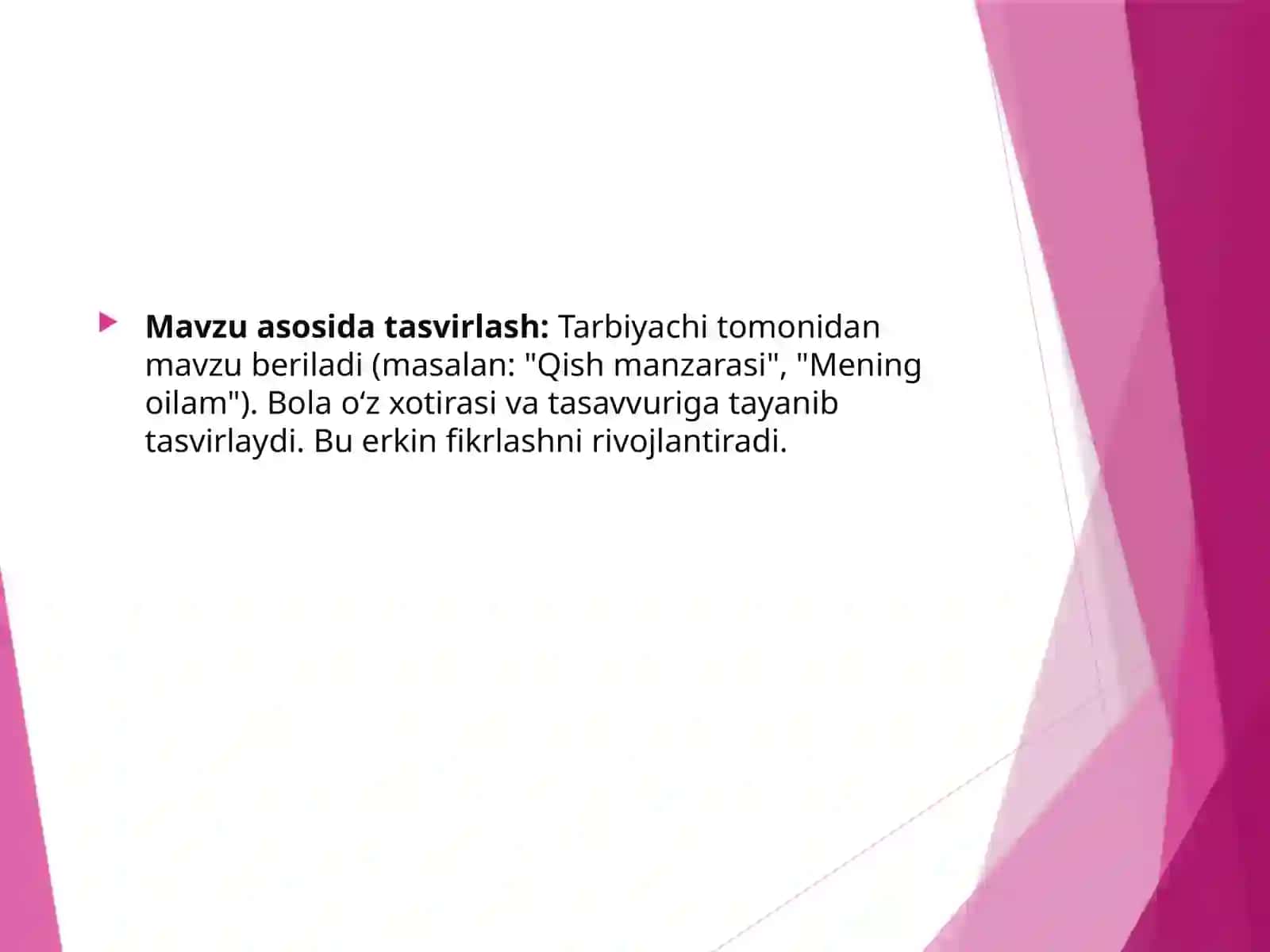 Tasviriy faoliyat mashg'ulot turlari 4