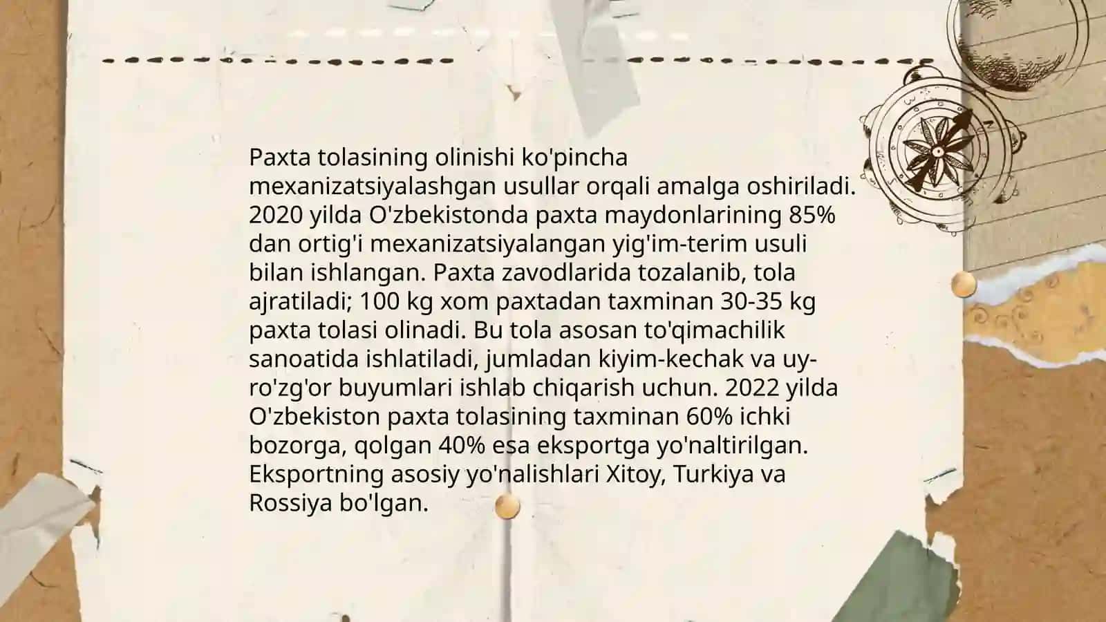 Tabiiy va kimyoviy tolalar, ularning olinishi va ishlatilishini o'rganish 4