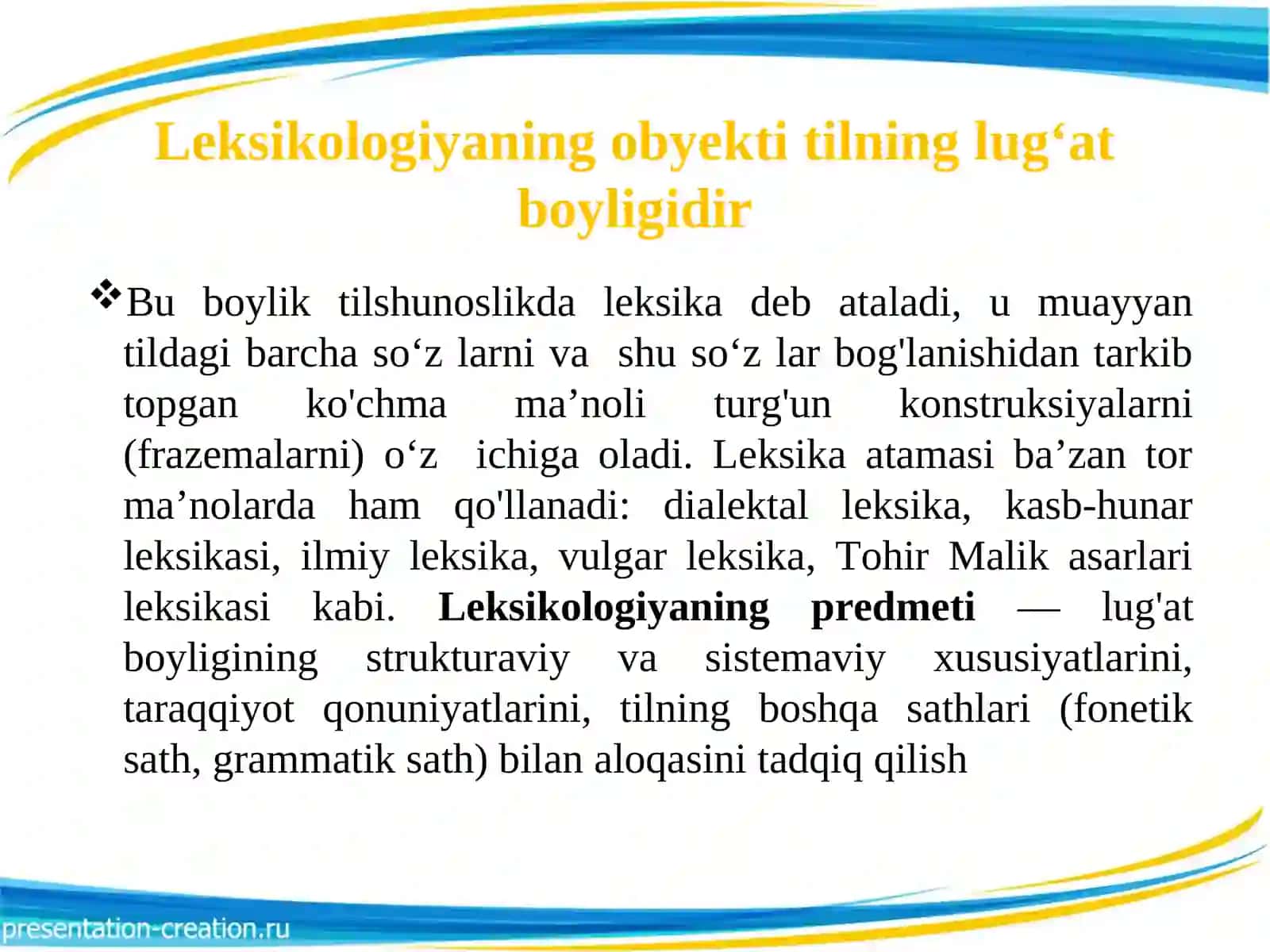 O‘zbek tilining leksik qatlami 4