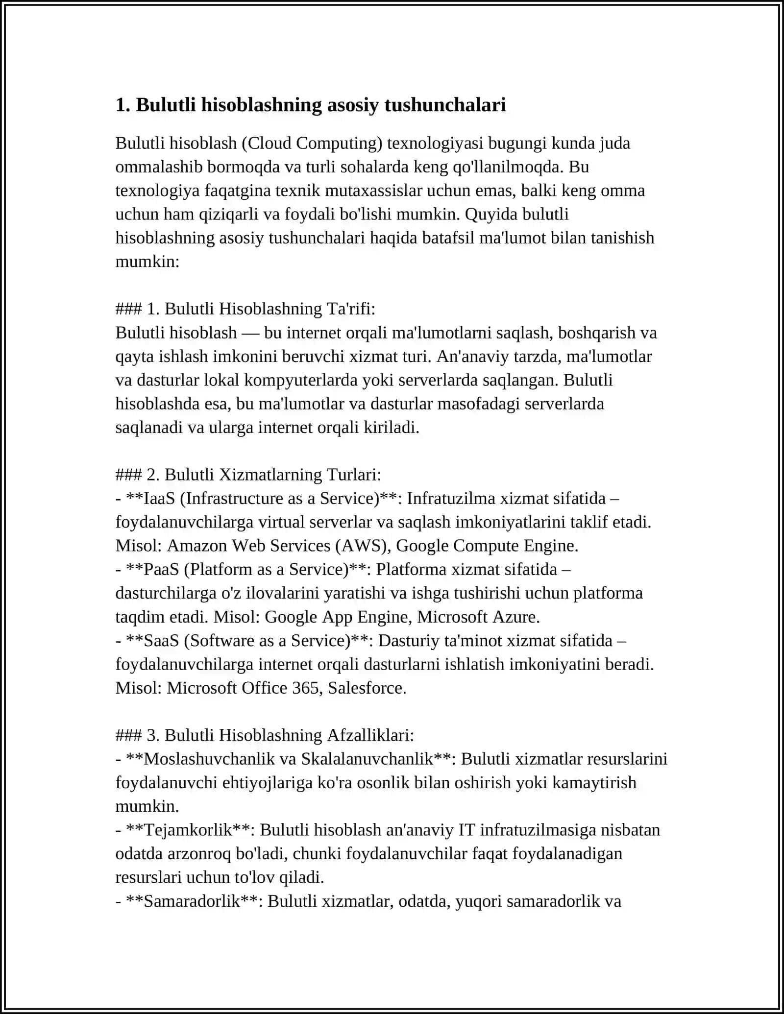 BULUTLI TEXNALOGIYALAR VA ULARNING TURLARI 4