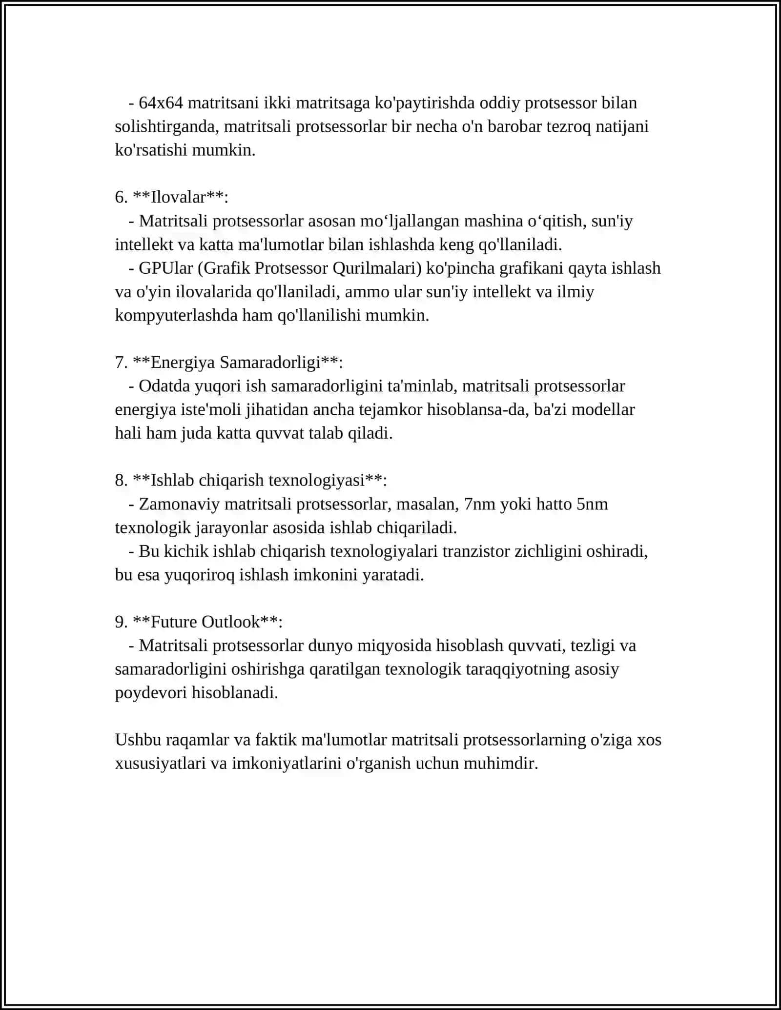 PROTSESSOR TURLARI. MATRITSALI VA VEKTORLI PROTSESSORLAR 4