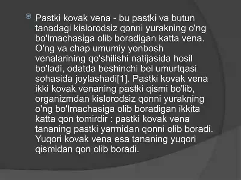 yuqori va pastki kovak vena anatomiyasi pptx 4