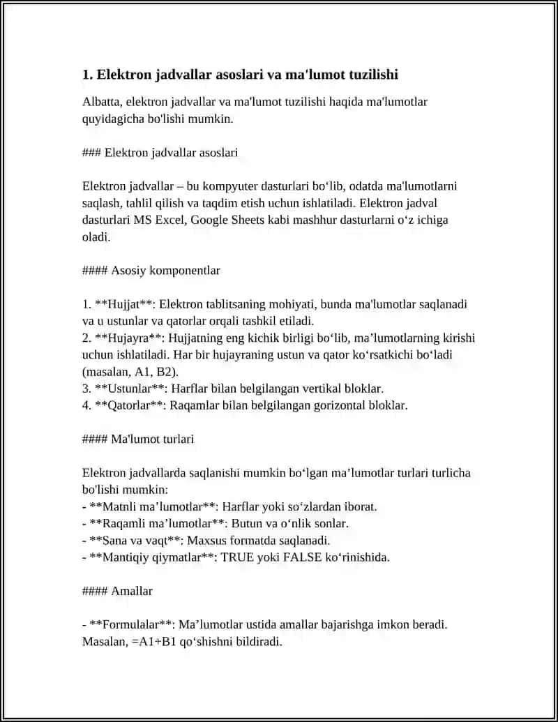 ELEKTRON JADVALLARDA MODELLASHTIRISH VA TAHLIL QILISH 4