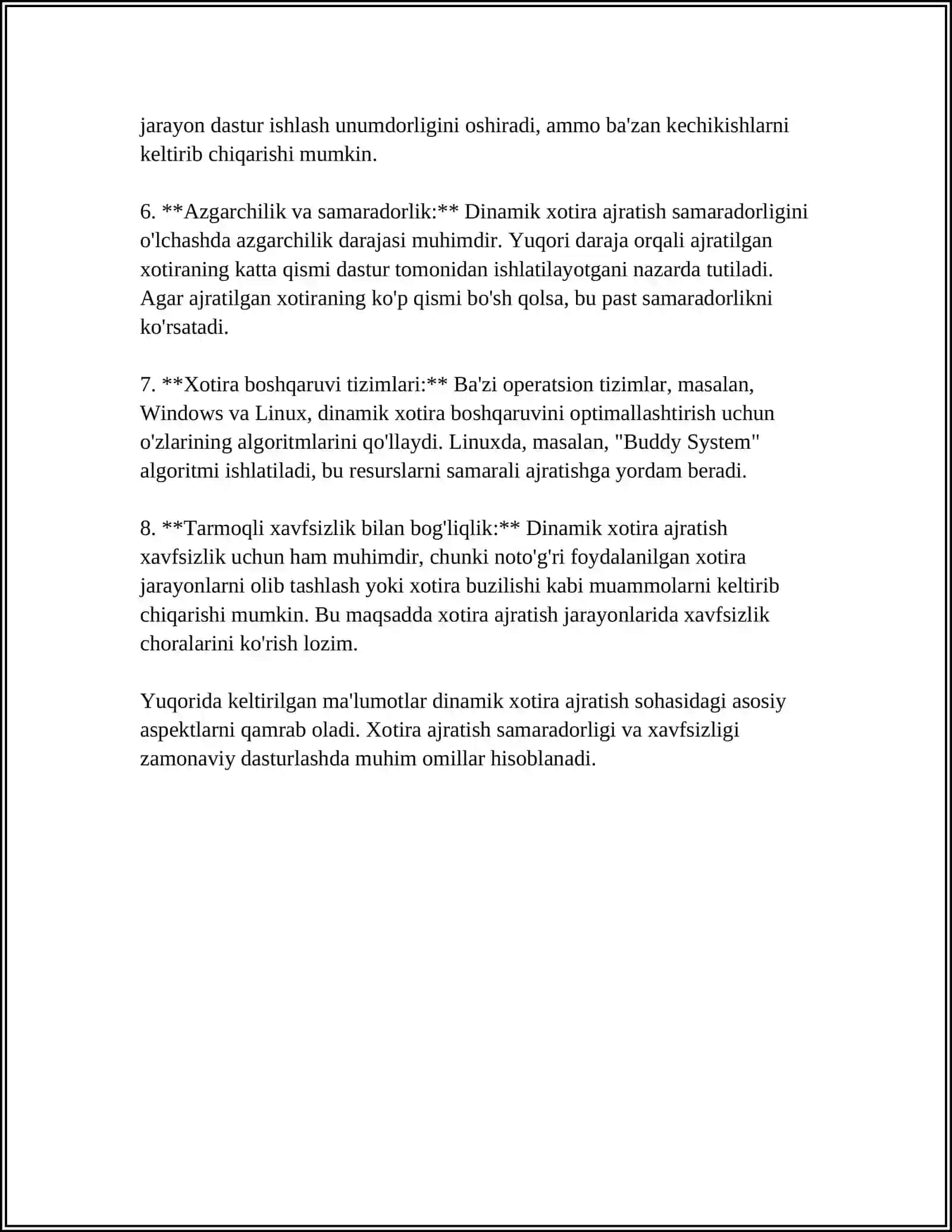 XOTIRA AJRATUVCHI FUNKSIYALAR BILAN ISHLASH (MALLOC(), CALLOC(), FREE() 4