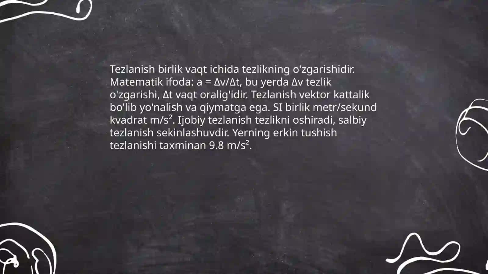 Tezlik va tezlanish va ularning birliklari 4