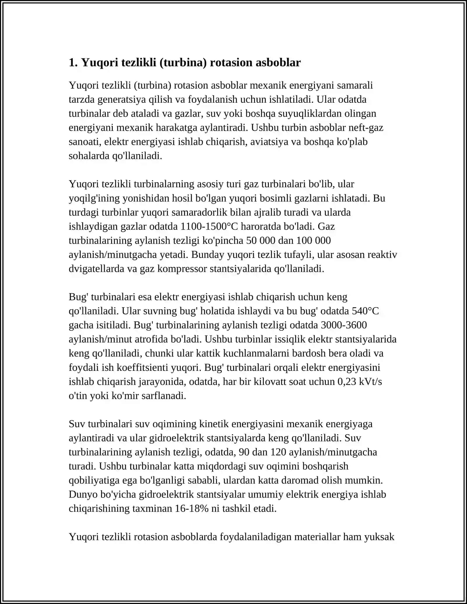 Yuqori tezlikli (turbina) rotasion asboblar 4