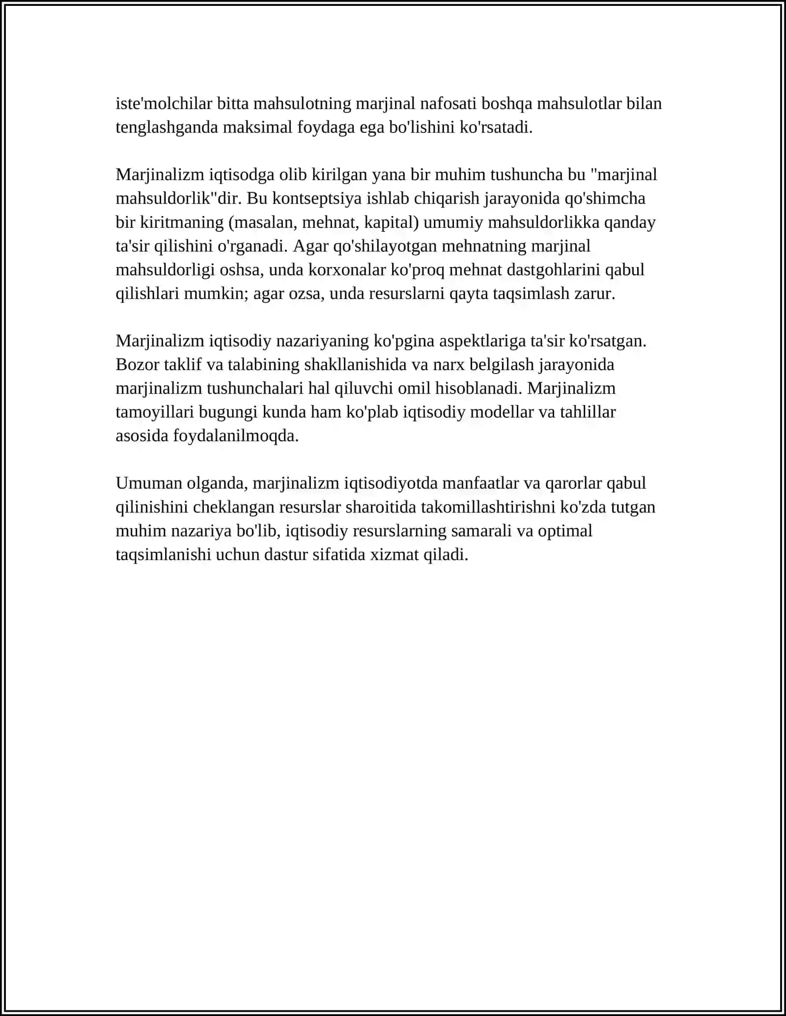 IQTISODIY TA’LIMOTLARDA MARJINALIZM VA NEOKLASSIK YO‘NALISHNING SHAKLLANISHI VA UMUMIY TA’RIFI 4