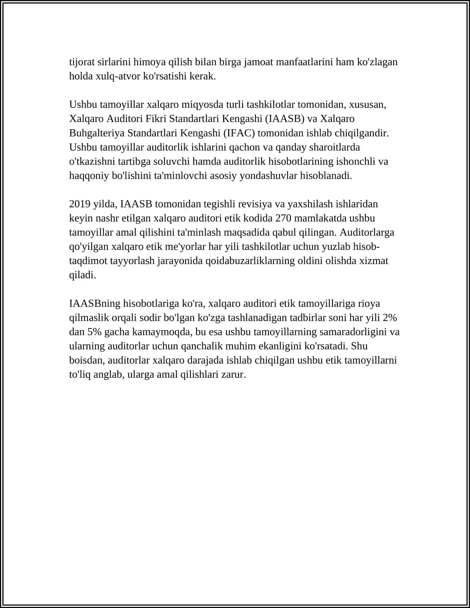 XALQARO AMALIYOTDA AUDITOR ETIKASI 4
