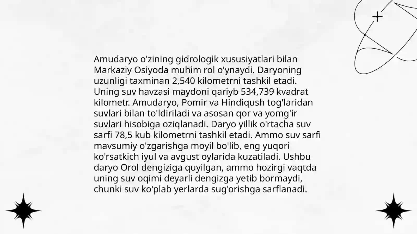 Òzbekistondagi yirik daryolar va ularning gidrologik xarekteristikalari 4