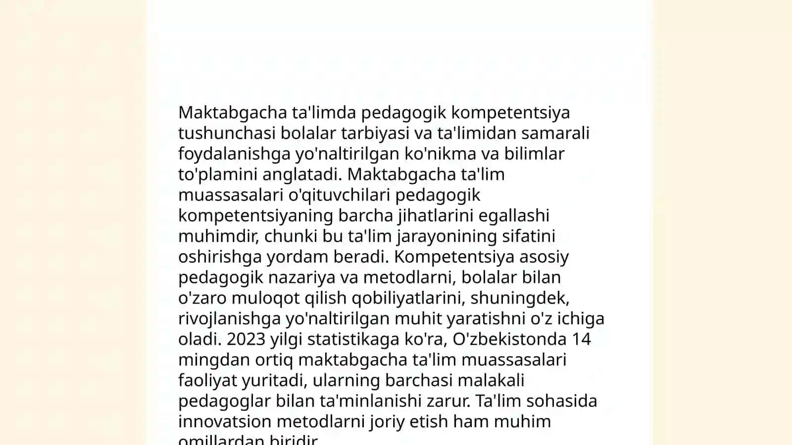Maktabgacha ta'lim tashkiloti pedagog tarbiyasining kasbiy kompentatsiyasi 4