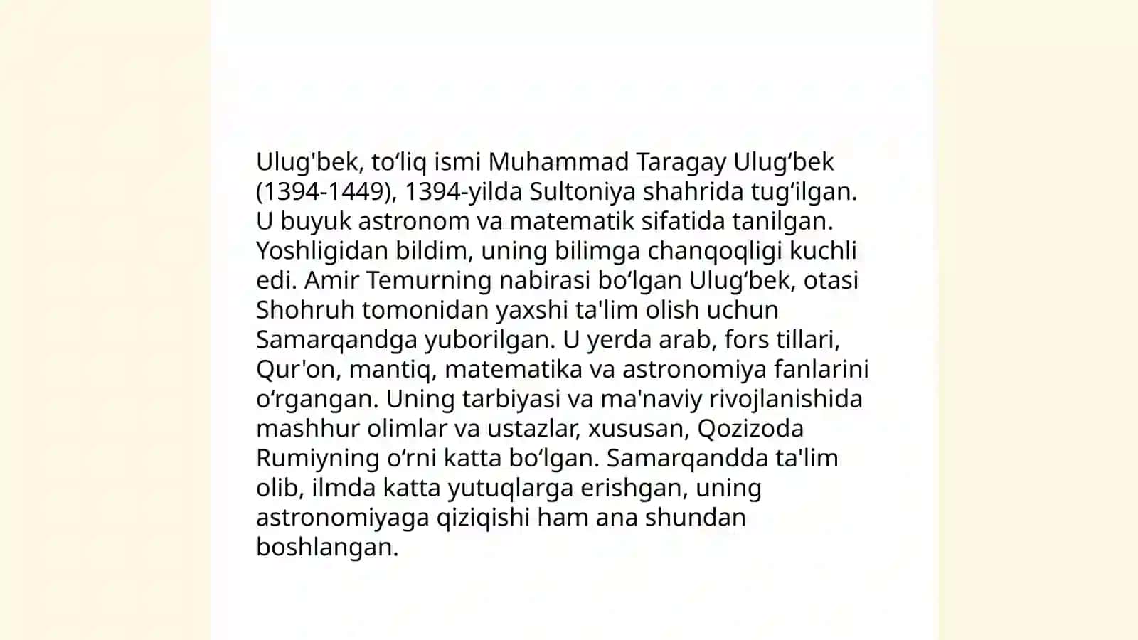 Mirzo Ulugʼbekni hayoti haqida 4