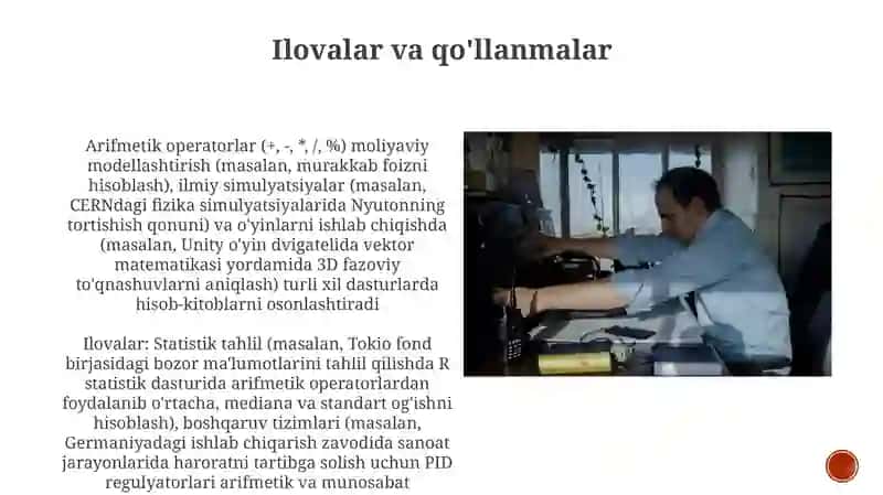 Arifmetik operatorlar: relyatsion operatorlar 4