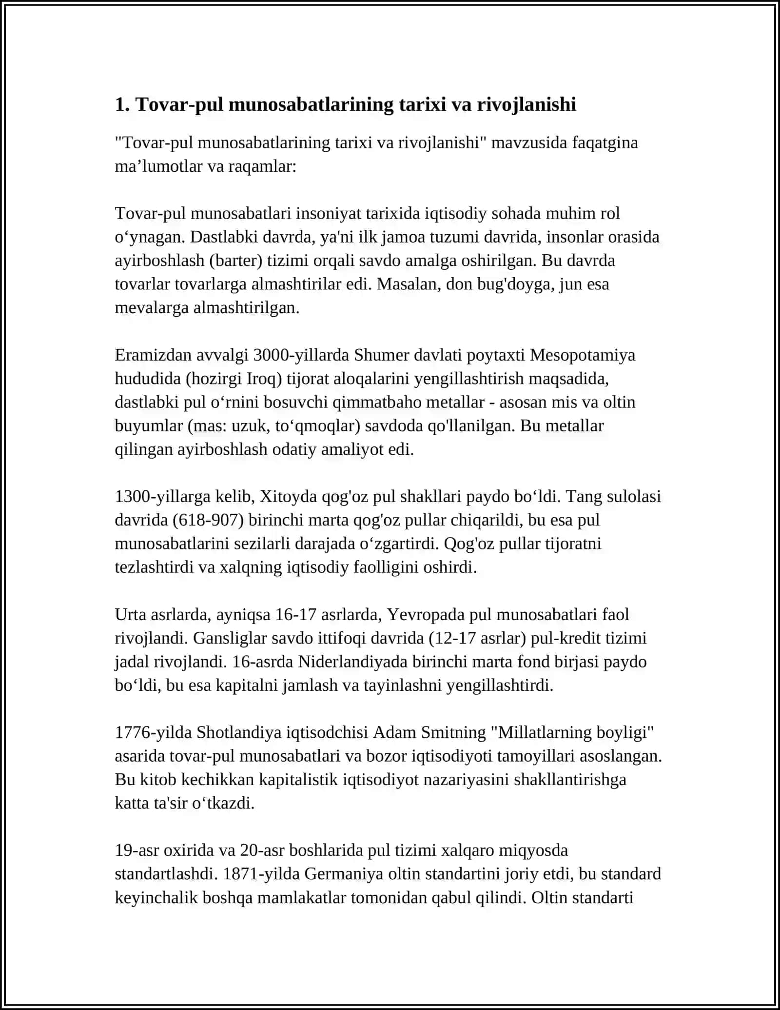 TOVAR PUL MUNOSABATLARI RIVOJLANISHI 4