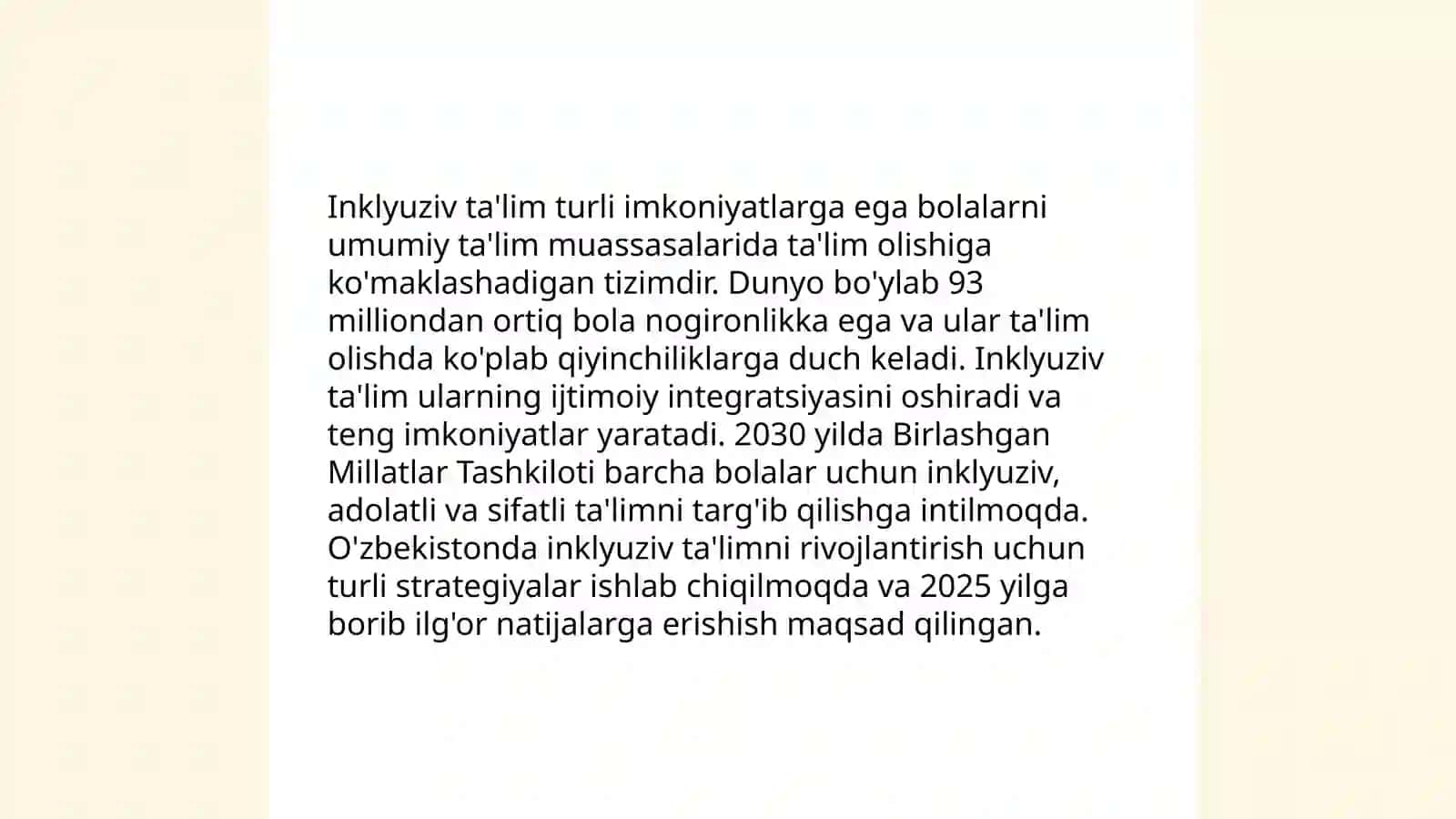 Korreksion pedagogika asoslari. Inklyuziv ta'lim 4
